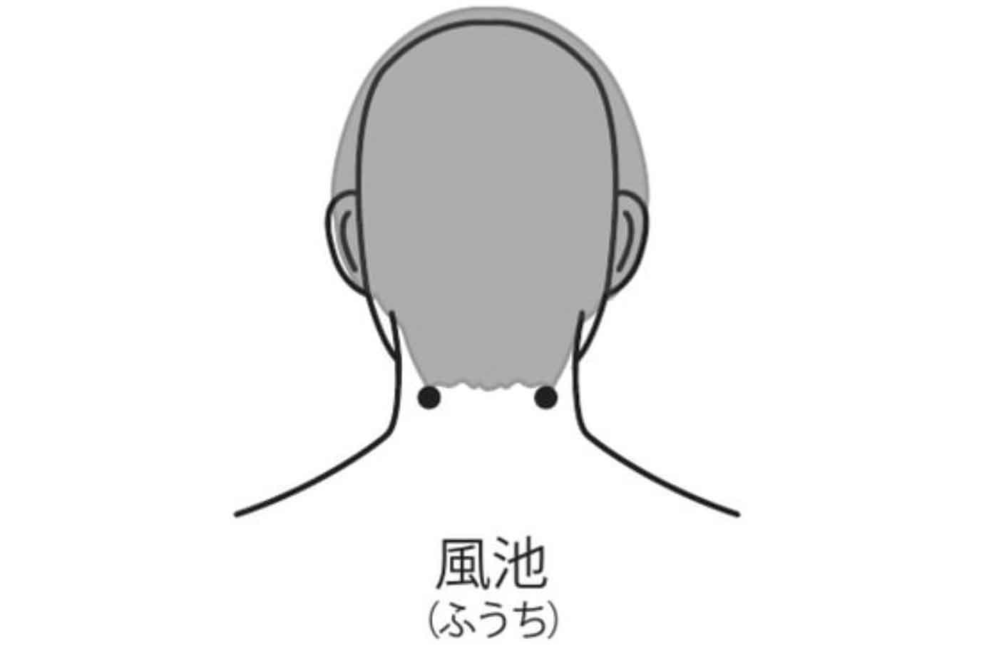 自律神経を整えるツボ、3つ目は頭と首の間のツボ「風池（ふうち）」です。