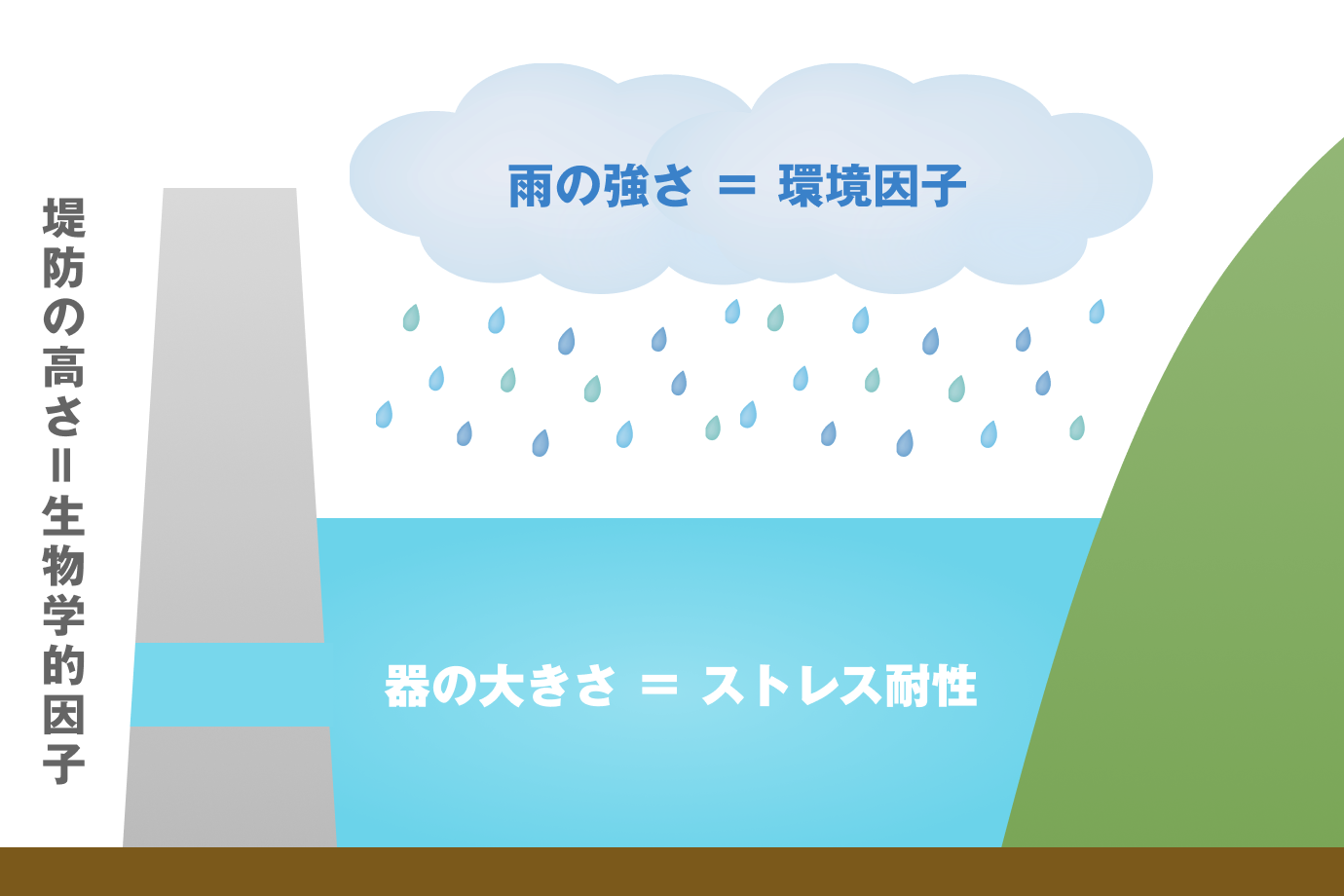 例えば、大雨が降ると、川の水があふれ、洪水が起こってしまいますよね。