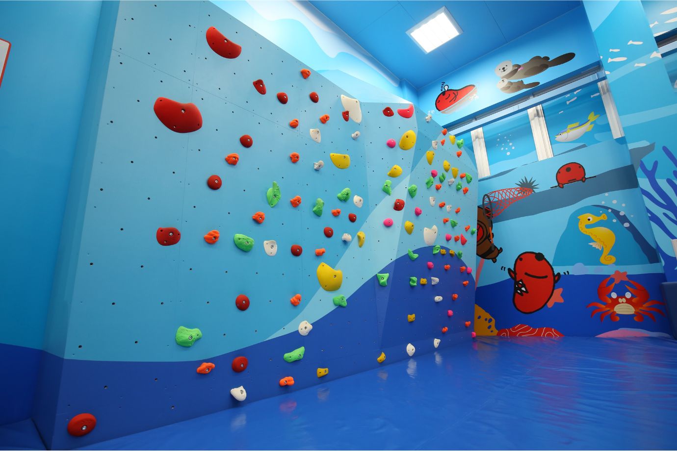 ボルダリングなどの遊具も導入