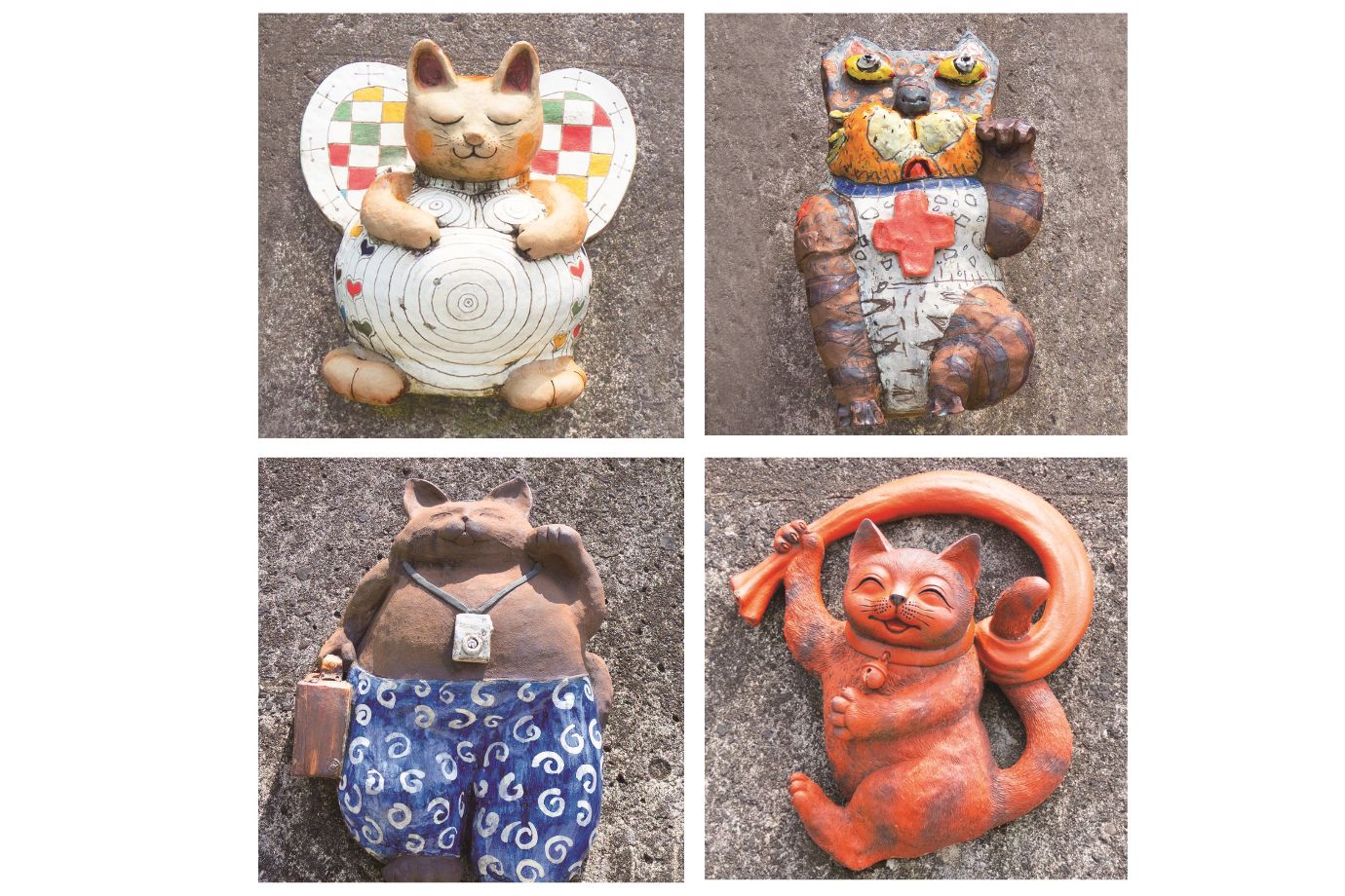 常滑ゆかりの作家たちが手がけた、個性豊かな39体の「御利益陶製招き猫」