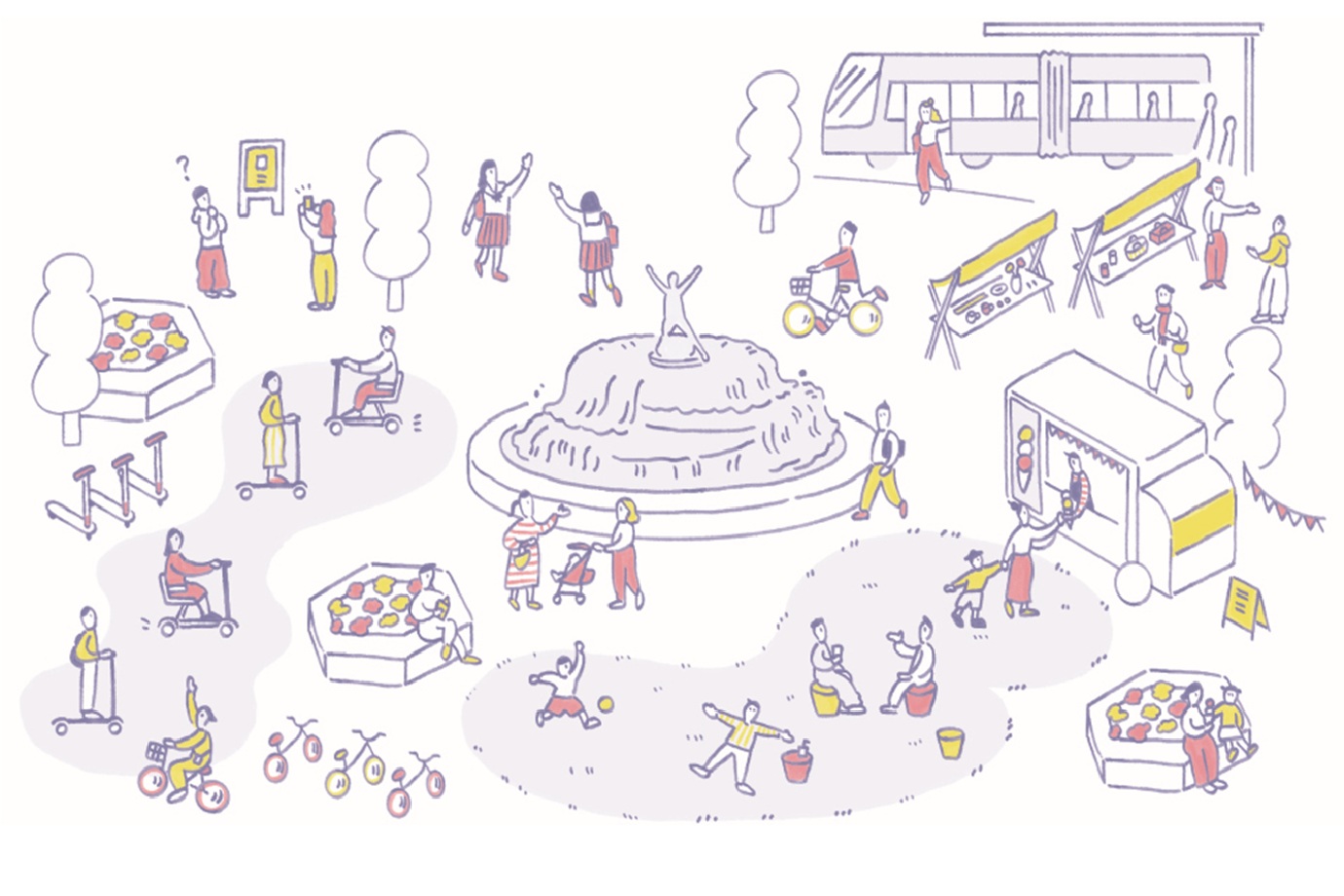 メイン会場となる久屋大通公園・希望の広場には、芝生やベンチが設置され、親子でゆったり過ごせる空間が登場。